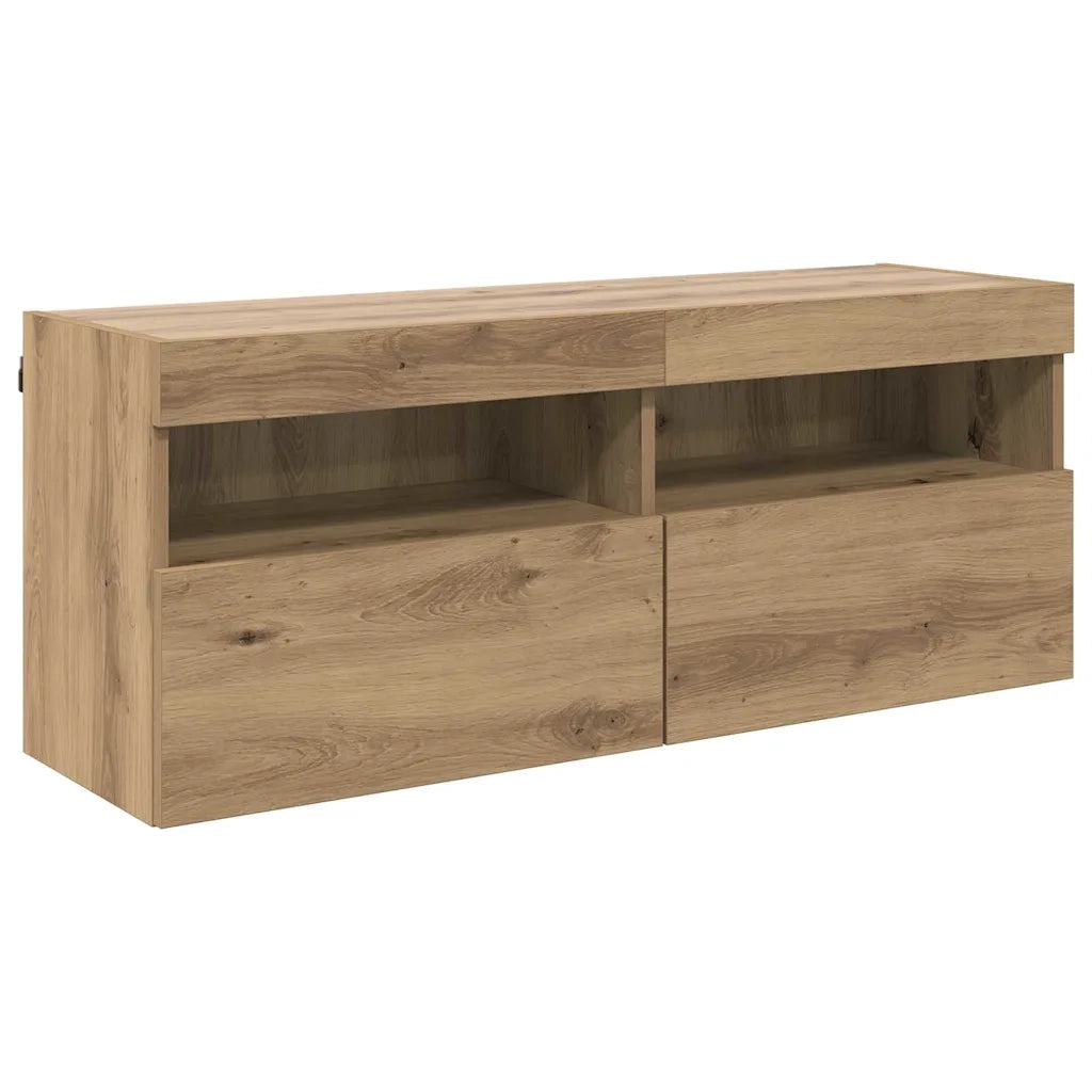 Mobile TV da parete con LED Rovere artigianale 100 x 30 x 40 cm 882984