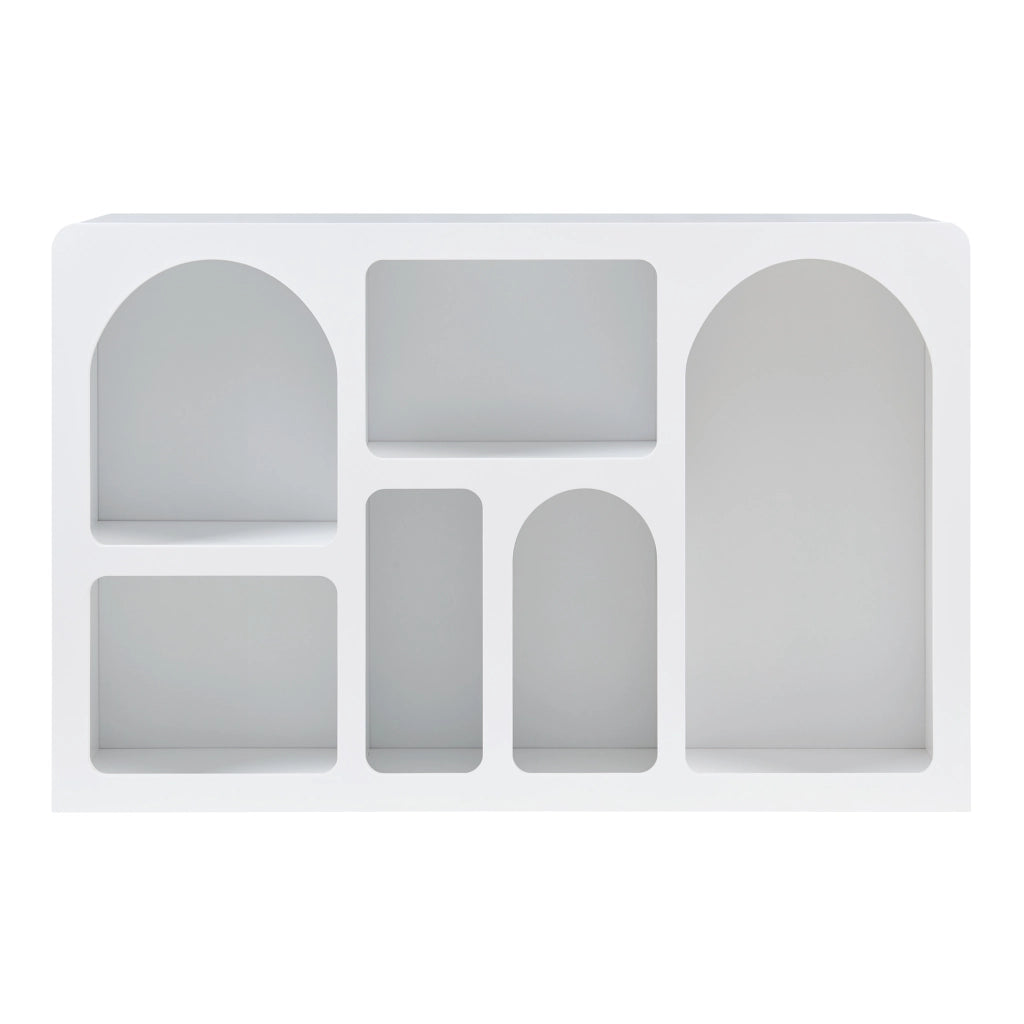 Consolle Rettangolare Vågå con 6 Scomparti Geometrici 110x30x70 cm Bianco [en.casa]