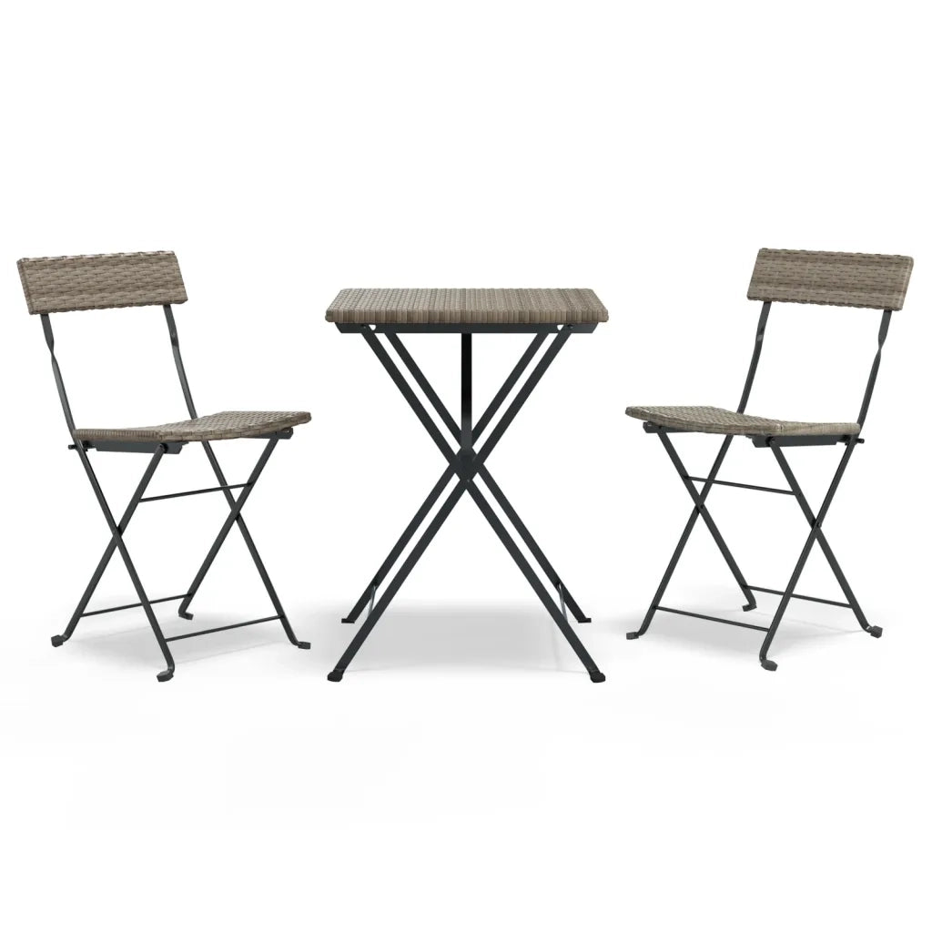 Set Pieghevole da BistrÃ² 3 pz Grigio in Polyrattancod mxl 97460