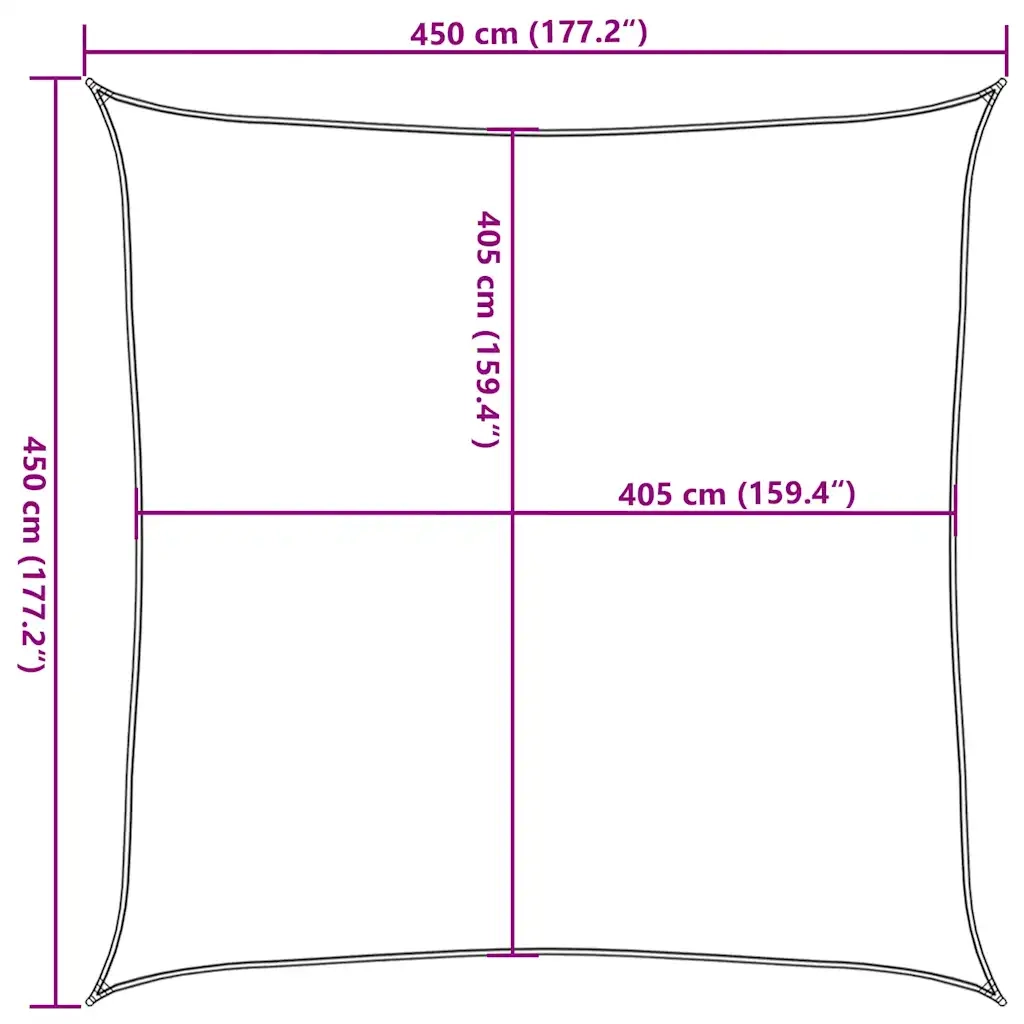 Vela Parasole | Telo Ombra | Vela da ombra 160 g/m2 Tortora 4,5x4,5 m in HDPE