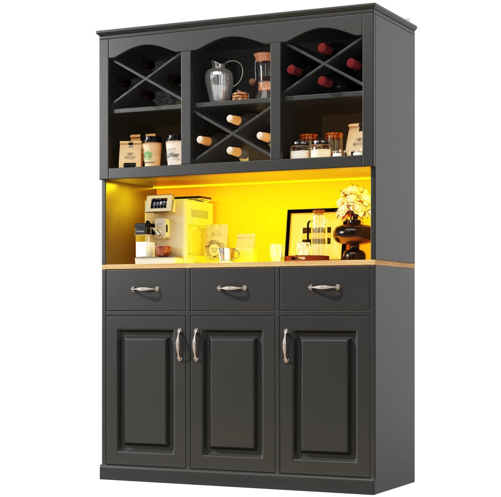 Credenza 120x40x180 cm con LED e ripiani regolabili in MDF nero