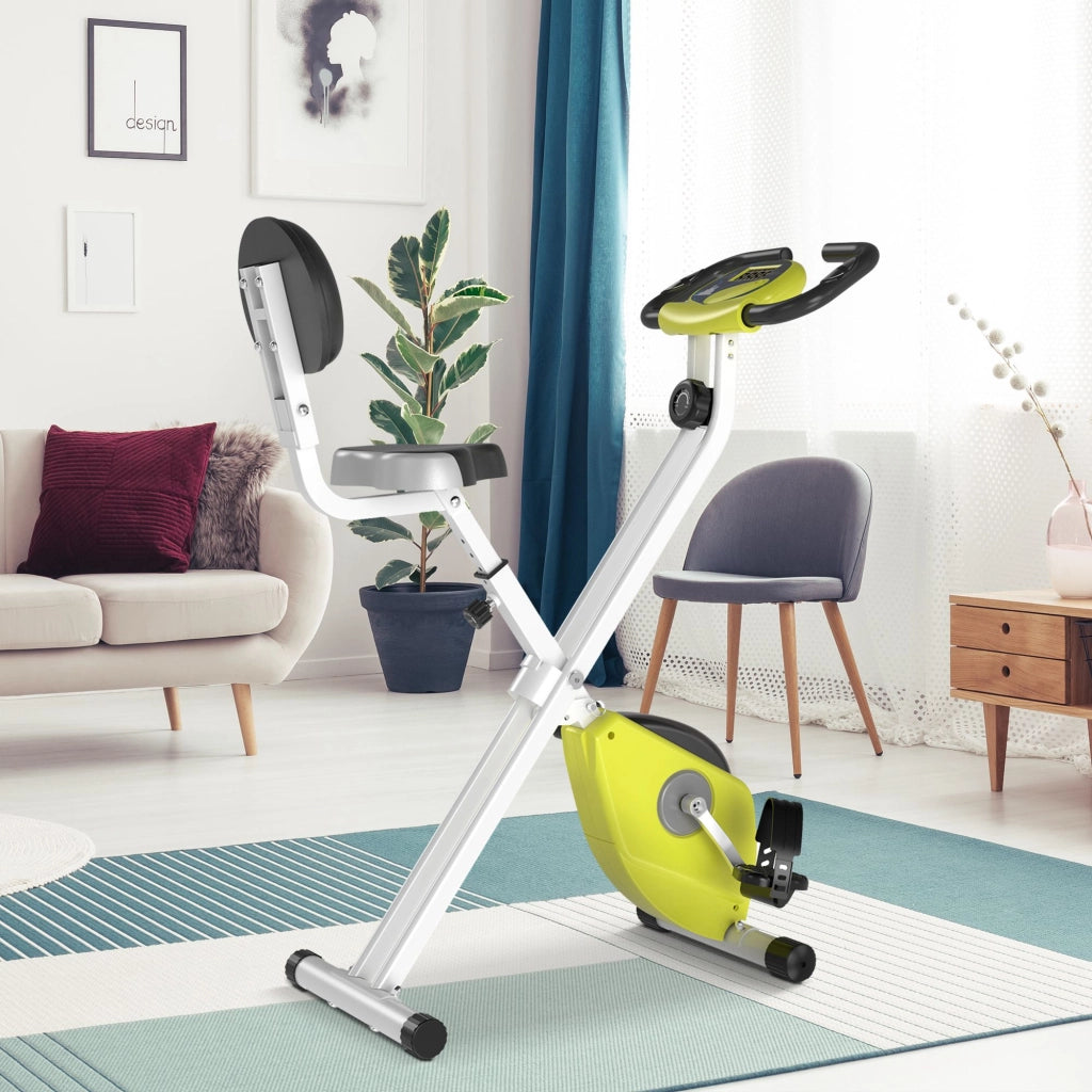 Cyclette Pieghevole da Casa Magnetica con Schermo LCD ¨C zephmum ¨C Giallo 43x97x109cm