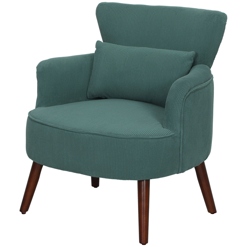 Poltrona imbottita con braccioli e cuscino lombare ¨C Zephmum ¨C Legno, Verde scuro