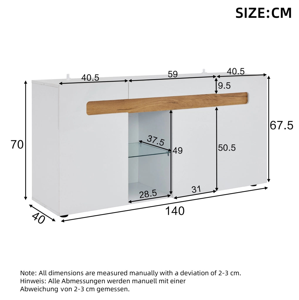 Credenza moderna a 3 ante con luce LED e controllo da app