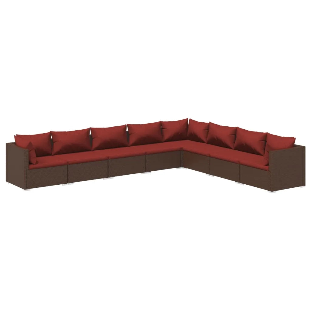 Set Divani da Giardino 8 pz con Cuscini in Polyrattan Marrone cod mxl 42230