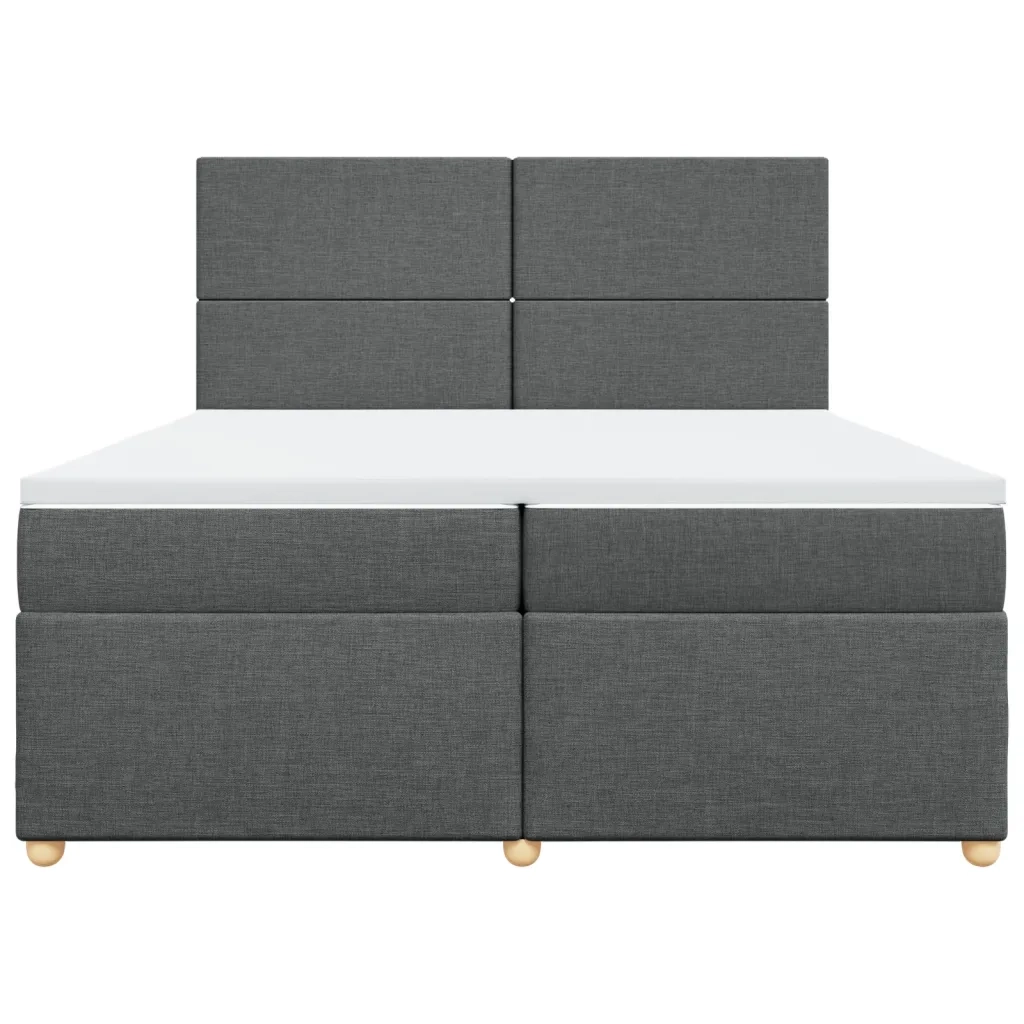 Giroletto a Molle con Materasso Grigio Scuro 200x200 cm Tessuto