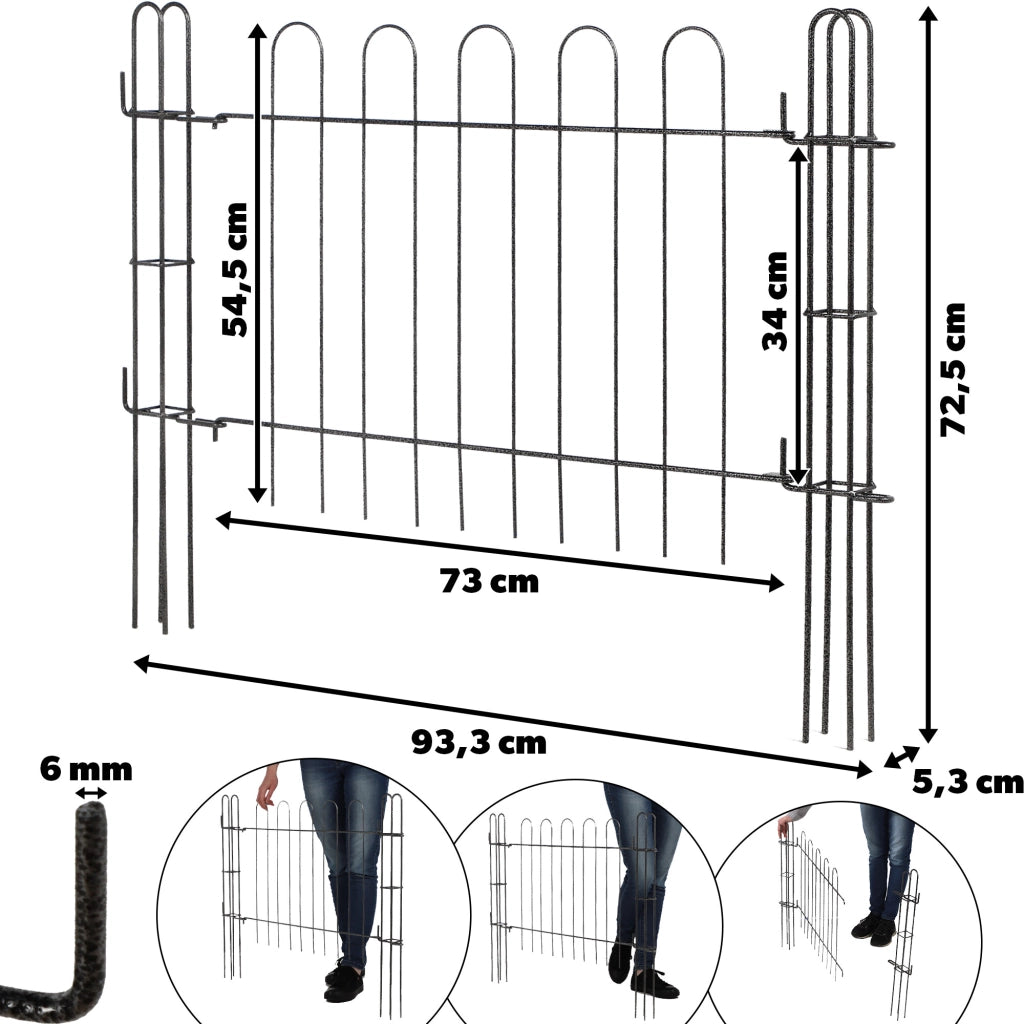 Cancello da giardino KADAX, pannello in metallo per recinzione con pali 93x72cm