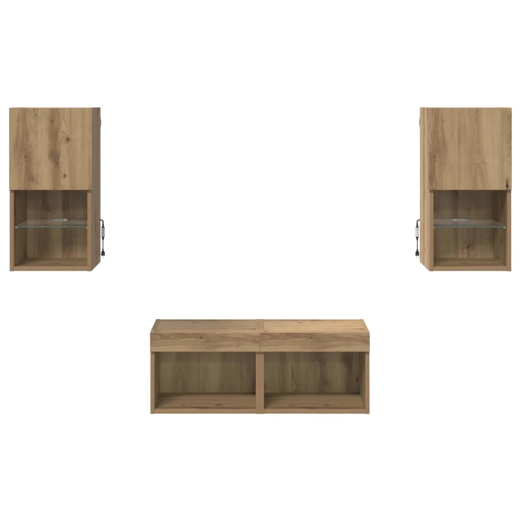 Mobiletti TV da Parete 4 pcs Rovere artigianale 3402915