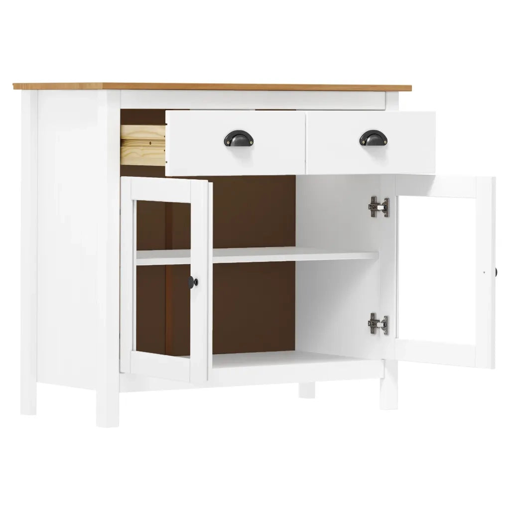 Credenza | Madia | Buffet da pranzo | Armadio da pranzo Hill Bianca 90x40x80 cm in Legno Massello di Pino