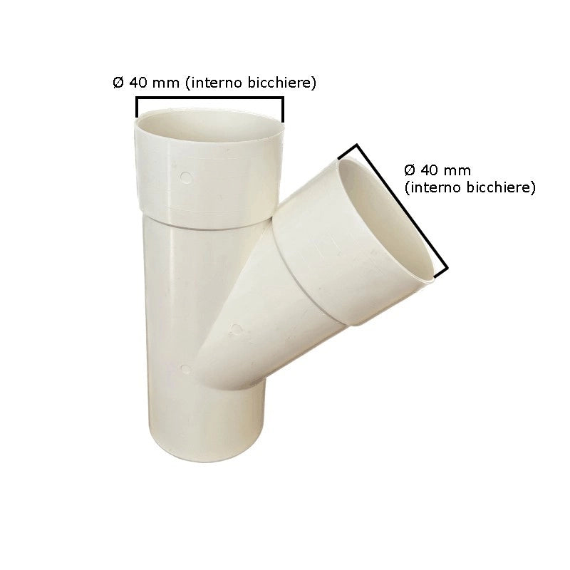 Derivazione 45° in pvc : Colore - Avorio, Diametro - 40
