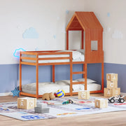 Letto a Castello con Tetto Cera 80x200 cm Legno Massello Pino