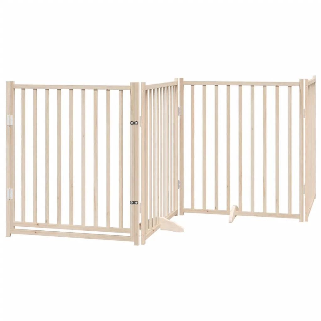 Cancelletto di sicurezza per animali domestici porta pieghevole 8 pannelli legno di pioppo marrone 02_0023241