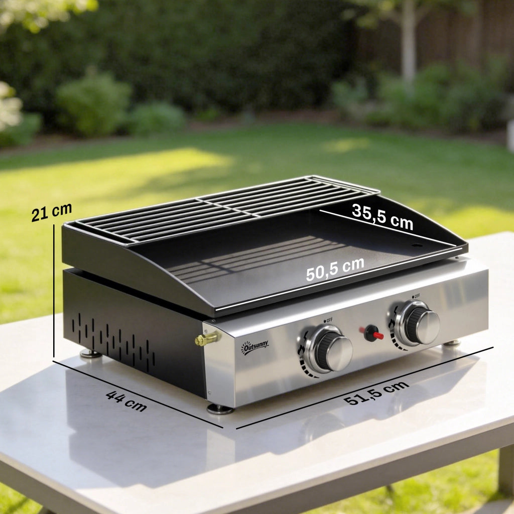 Barbecue a gas portatile 2 fuochi 5 KW ¨C zephmum ¨C grigio