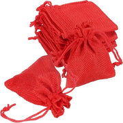 Set di 20 sacchetti in juta con cordino, 7 x 9 cm - Sacchetti decorativi per Natale - Rosso - Sacchetti per festa e regalo