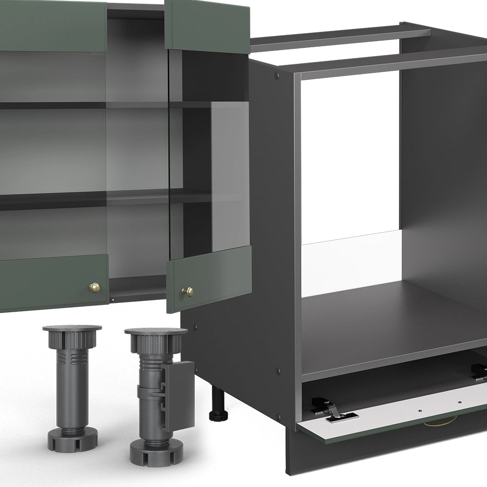 Cucina componibile Fame-Line Verde-oro rustico/Antracite 355 cm, PL Rovere Vicco
