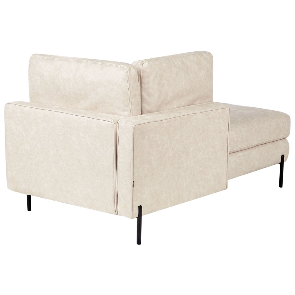 Chaise longue in ecopelle con inserti beige chiaro lato destro stile moderno tradizionale