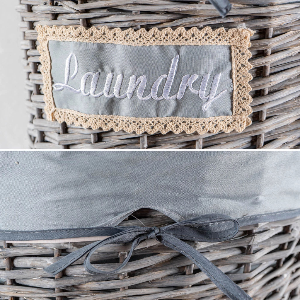 Set 3/5 Pezzi Ceste Portabiancheria in Vimini con Coperchio e Fodera Interna in Tessuto, Contenitori Multiuso per Bucato, Bagno, Lavanderia e Camera da Letto, Design Shabby Chic   3 Ceste QuincyTipo6