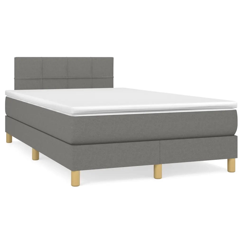 Giroletto a Molle con Materasso Grigio Scuro 120x200 cm Tessuto