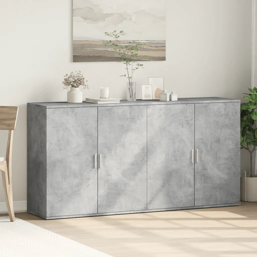 Credenze 2 pz | Madia | Buffet da pranzo | Armadio da pranzo Grigio Cemento 79x38x80 cm in Legno Multistrato