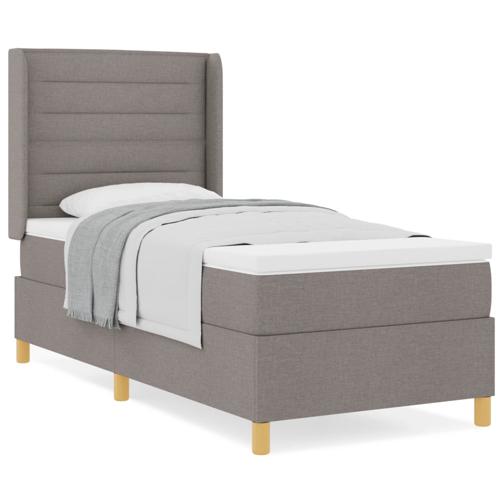 Letto Box Spring con Materasso Tortora 90x190 cm Tessuto
