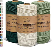 Set di filo macramè da 3 pezzi - 4 mm x 55 m - Decorazione artigianale per intreccio e appendi piante (Verde chiaro Verde scuro)