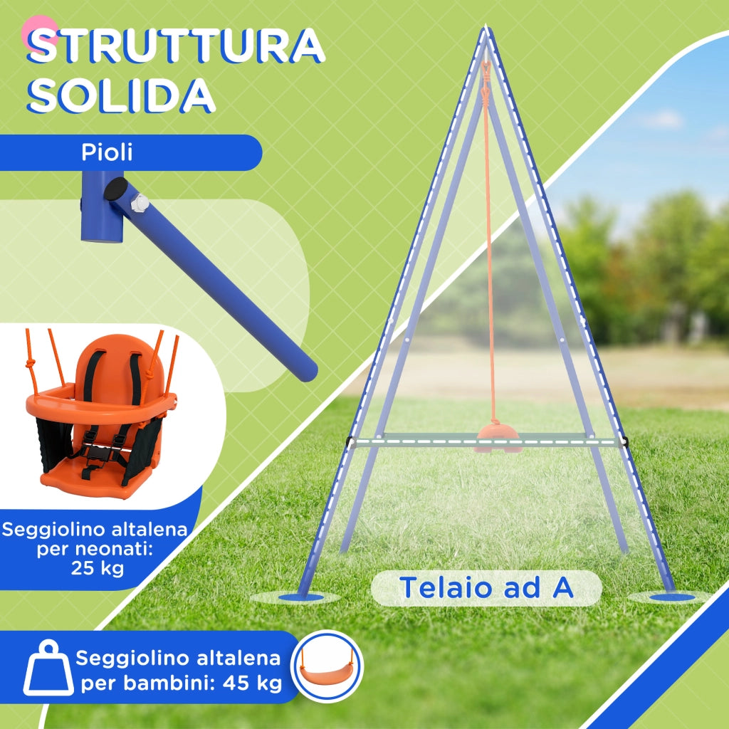 Altalena da Giardino 2 in 1 per Bambini ¨C zephmum ¨C Arancione e Blu