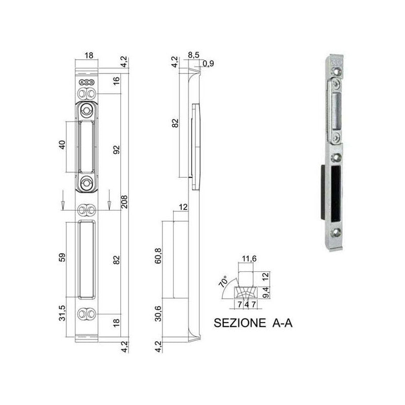 Incontro Serrature Sicurtop Mm 18X208 W11692 Agb