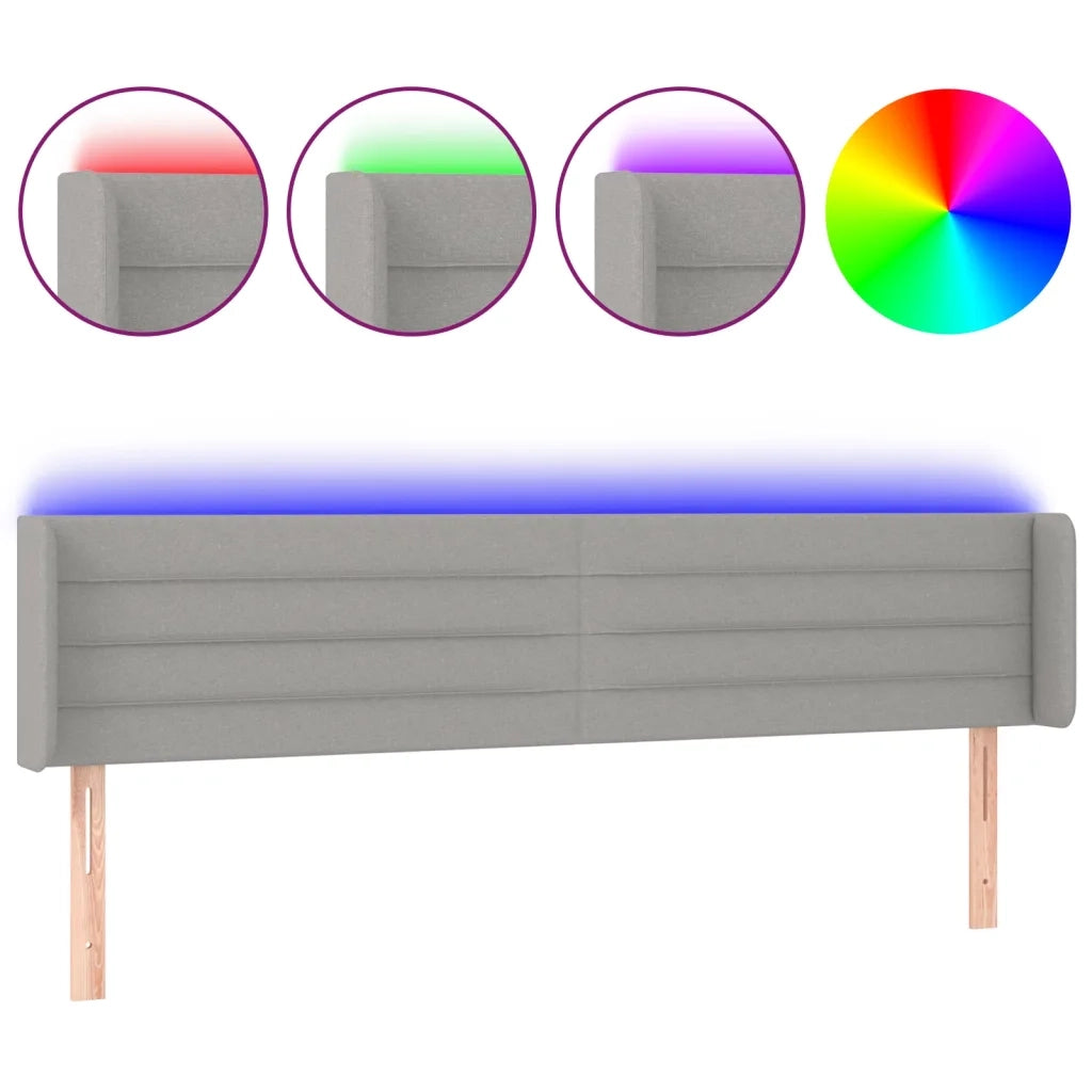 Testiera | Testata a LED Grigio Chiaro 183x16x78/88 cm in Tessuto