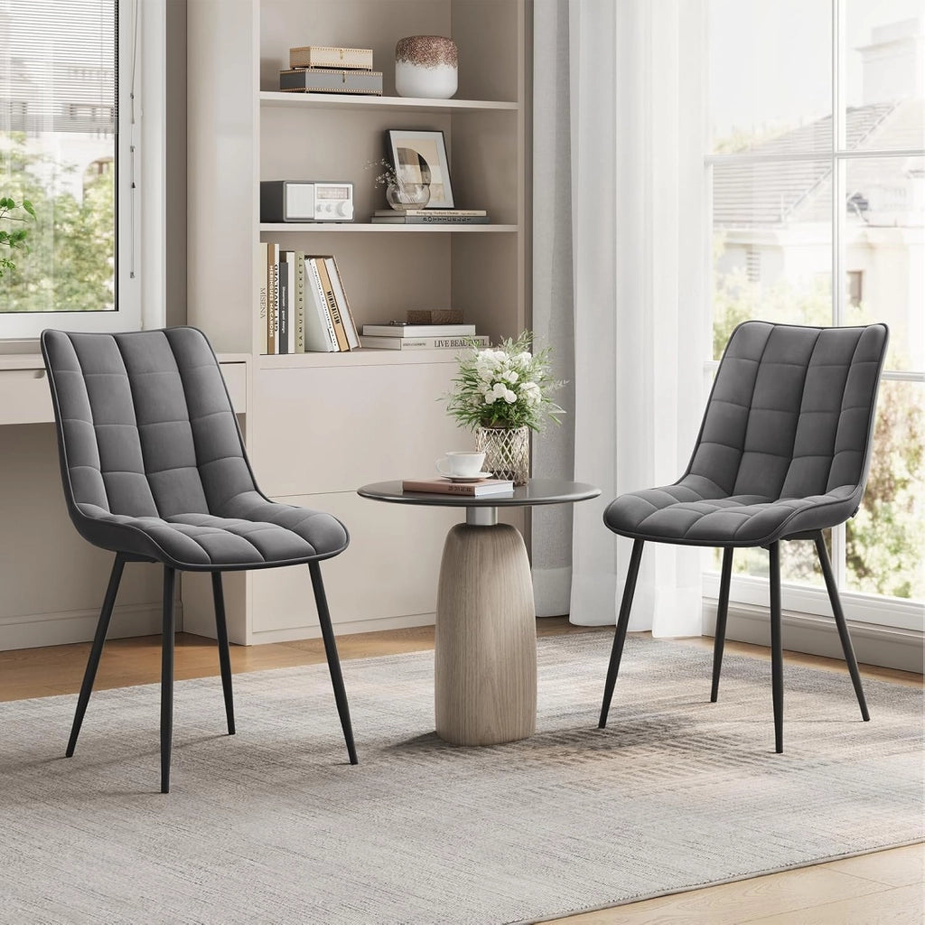 Sedie da Pranzo con Schienale senza Braccioli Sgabello in Ecopelle per Cucina Grigio Scuro BH207dgr-2