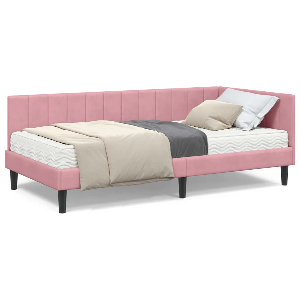 vidaXL Cornice del letto ad angolo Rosa 90 x 200 cm Velluto