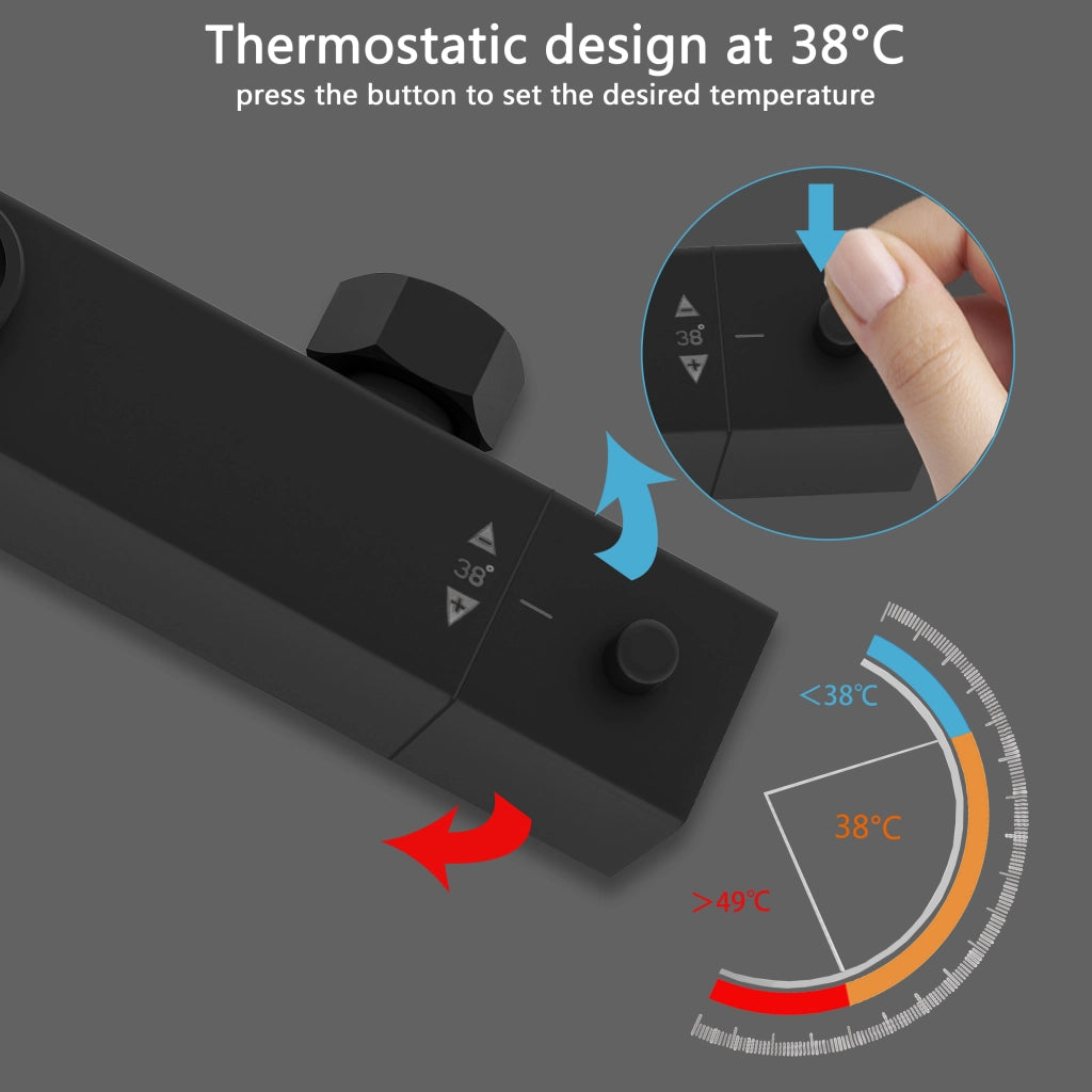 Colonna doccia termostatica, AICA ITALY soffione doccia 20*20CM, regolabile in altezza 75-115cm, set doccia con miscelatore, nero