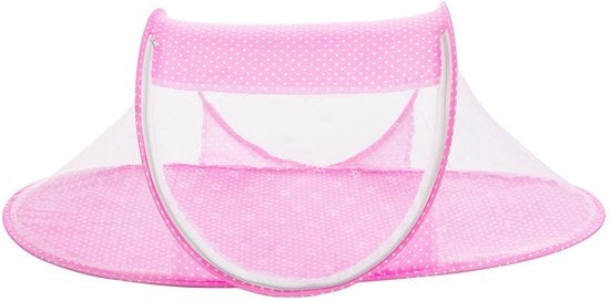 Ombrello portatile pieghevole per bambini, lettino portatile pieghevole, resistente, chiusura a zip auto-alzante, adatto per viaggi in famiglia, all'aperto, 108 x 60 x 38 cm - Punti rosa - 108*63*38cm