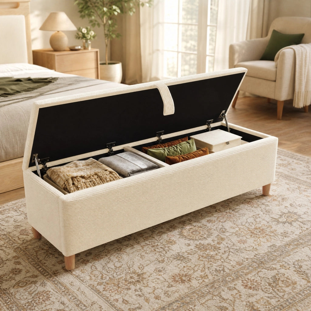 Letto matrimoniale 180x200 cm in legno effetto rovere chiaro con testiera in corda e LED; beige