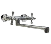 Rubinetto bagno cucina vintage epoca a parete per lavanderia o lavabo a canna dritta cromato
