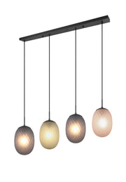 Pendolo Trio Facette nero opaco 4xE27 vetro colorato