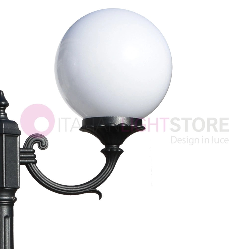 ORIONE ANTRACITE Lampione a 2 luci per Esterno Giardino con sfere globi policarbonato d.25 GARDENLIGHT