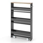 Carrello portaoggetti mobile a 4 ripiani 47,5 x 13 x 80,5 cm pratico ed estetico moderno in grigio e legno 20_0019380