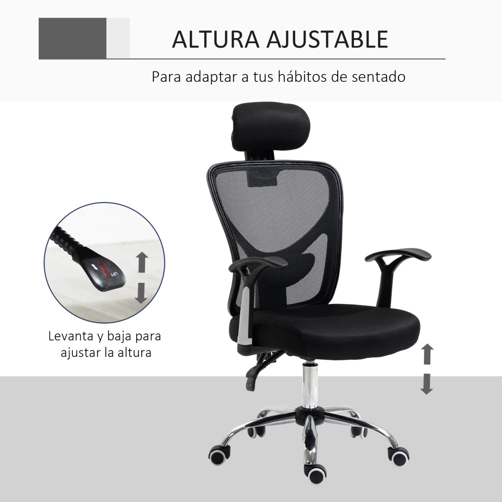 Sedia da Ufficio Girevole con Schienale Regolabile ¨C Minimal ¨C Nero, Rete, Regolazione Altezza