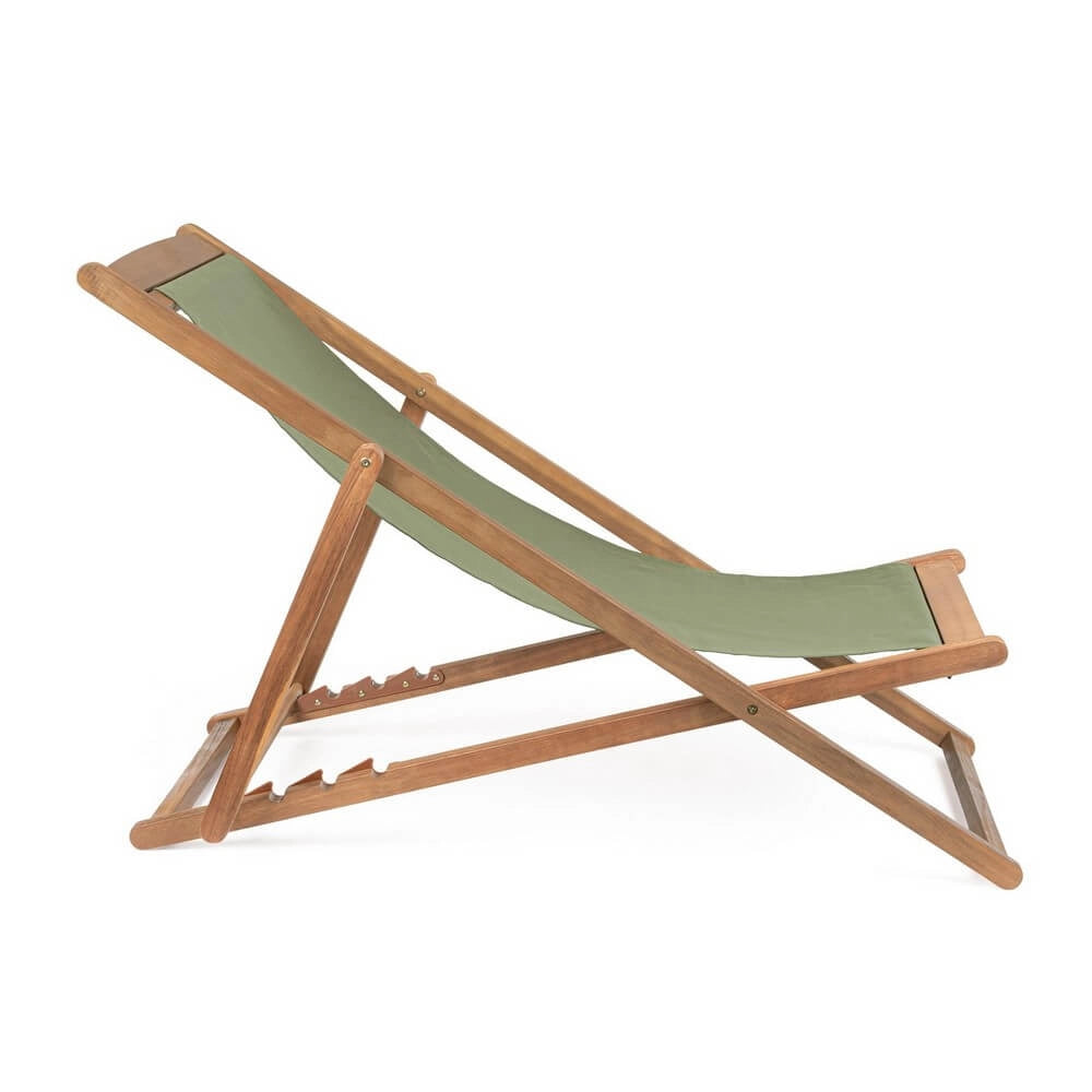 Set di 4 Sdraio Relax Pieghevoli in Legno di Acacia con Tessuto - SERENITY