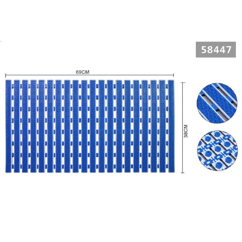 Trade Shop - Tappeto Doccia Antiscivolo 69x38cm Tappetino Vasca Bagno Rettangolare Blu 58447 -