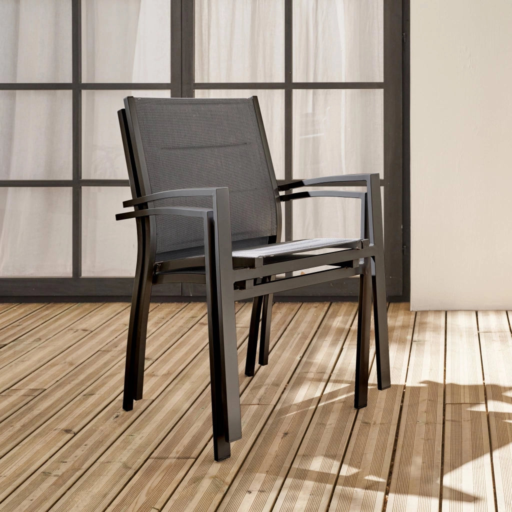 Set 2 sedie da giardino in alluminio e textilene, antracite