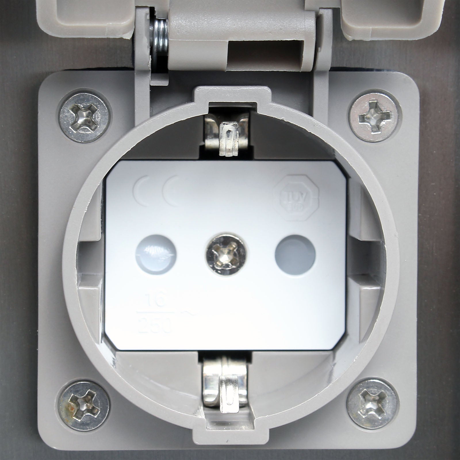 Colonna multipresa da giardino, 4 prese 230V, acciaio, IP44, Palo presa multipla esterno