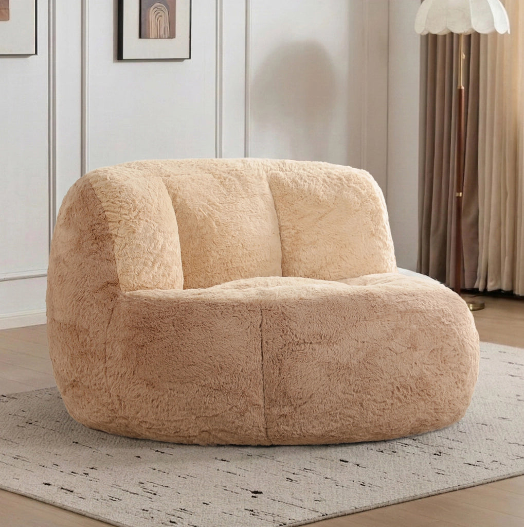 Poltrona sacco ergonomica in pelliccia sintetica kaki