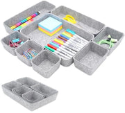 Organizzatore per Cassetti, Organizzatore per Cassetti 8 pezzi, Aiuto per la Ricerca per Cassetti, Organizzatore per Cassetti per Ufficio, Contenitore per Salotto per Sistema di Organizzazione (Grigio chiaro, 8 pezzi)