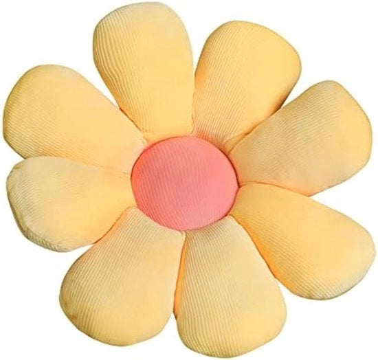 Cuscino a forma di fiore - Cuscino plaid, cuscino da poltrona o cuscino decorativo per ragazze e donne - Giallo - 38 cm