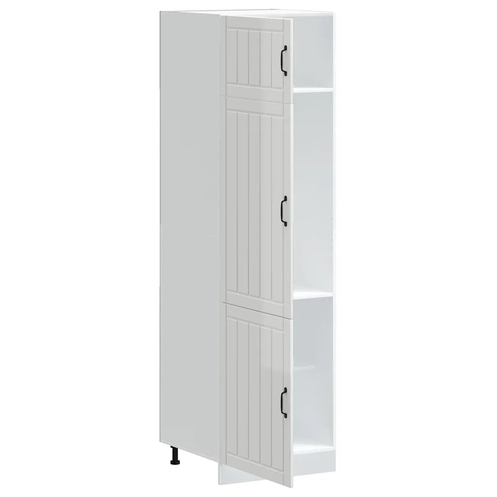 Mobile da cucina Lucca ampio spazio contenitivo 60 x 57 x 207 cm piedini regolabili design moderno in legno composito bianco lucido 02_0050214