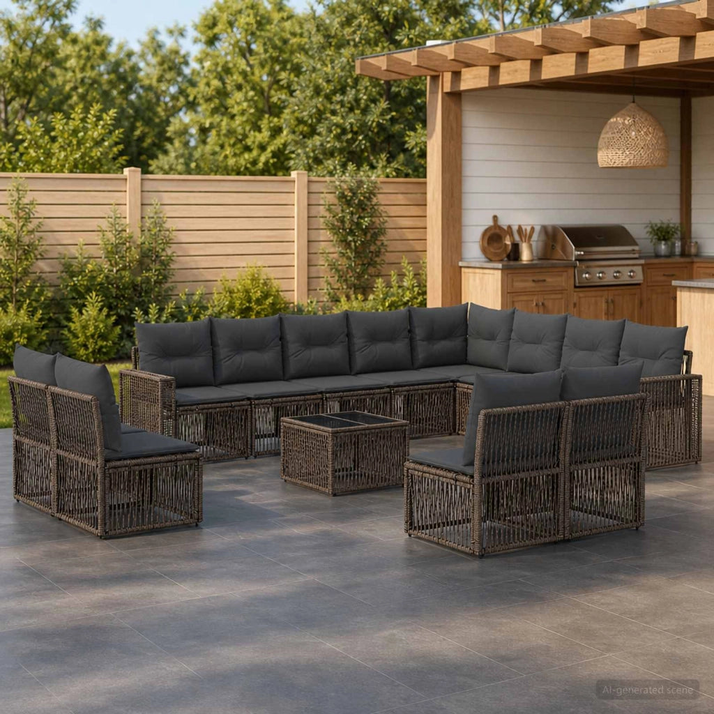 Set Divano da Giardino 13 pz Grigio e Grigio Scuro polyrattan 3435284