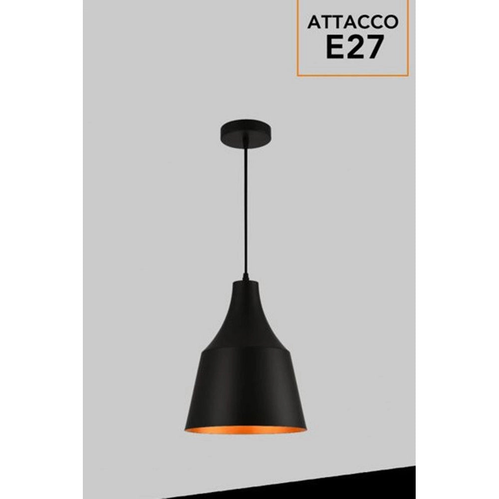 Trade Shop - Lampadario A Sospensione Da Soffitto Moderno Con Paralume A Cupola Con Attacco E27 B46 - Nero
