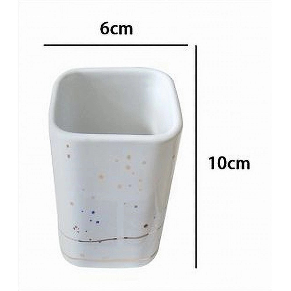 Trade Shop - Bicchiere Porta Spazzolini Accessori Bianco Macchiato Moderno Arredo Bagno 59883 -