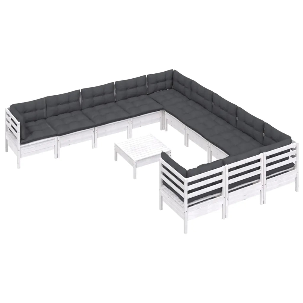 Set Divani da Giardino 12 pz con Cuscini Legno di Pino Bianco cod mxl 44407